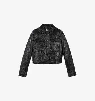 Куртка прямого покроя из ткани с покрытием и накладными карманами The Kooples, черный