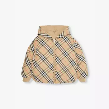 Куртка-Пуховик Axel с принтом в клетку 3-14 лет Burberry, желтый