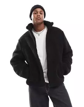 Куртка-пуховик борг черного цвета ASOS DESIGN