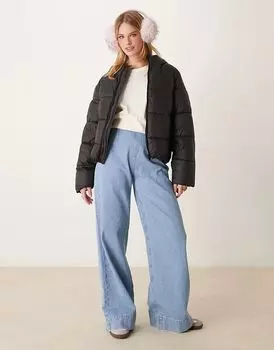 Куртка-пуховик Gina Tricot с капюшоном черного цвета