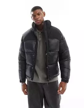 Куртка-пуховик из блестящего нейлона черного цвета Jack & Jones