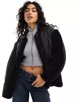Куртка-пуховик из борг-сплайсинга черного цвета ASOS DESIGN