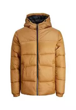 Куртка-Пуховик на подкладке с капюшоном и боковыми карманами Jack & Jones, коричневый