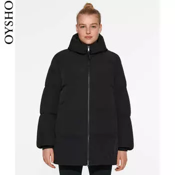 Куртка-пуховик Oysho с капюшоном, черный