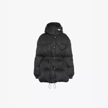 Куртка-Пуховик Re-Nylon из переработанного нейлона с капюшоном Prada, черный