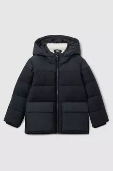 Куртка пуховик Rigel из твила и ракушки с капюшоном Reiss, синий