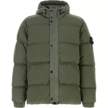Куртка-пуховик с капюшоном и нашивкой-логотипом STONE ISLAND, зеленый
