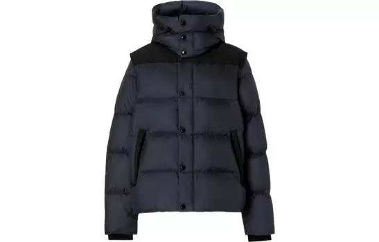Куртка-пуховик с капюшоном и съемными рукавами Burberry, темно-синий