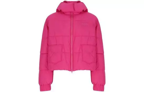 Куртка-пуховик с капюшоном и вышитым логотипом MOSCHINO, фуксия