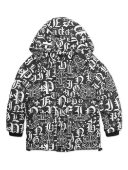 Куртка-пуховик с логотипом Philipp Plein Junior, черный