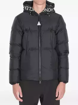 Куртка-пуховик с отделкой логотипом MONCLER, черный
