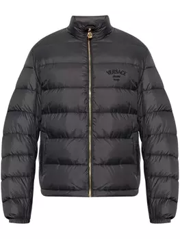 Куртка-пуховик с вышитым логотипом Versace, черный
