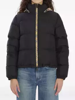 Куртка-пуховик со скрытым капюшоном BURBERRY, черный