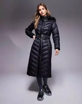Куртка-пуховик средней длины черного цвета River Island