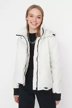 Куртка-пуховик Trendyol оверсайз стеганая с капюшоном и водоотталкивающей пропиткой, серый