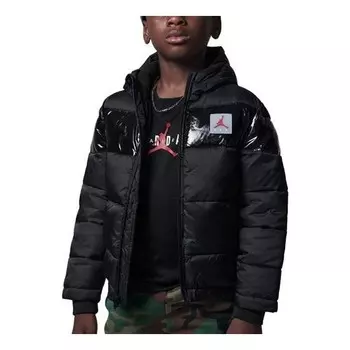 Куртка пуховик в смелую полоску Air Jordan, черный