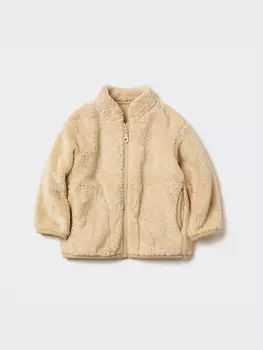Куртка пушистая флисовая на молнии Uniqlo, бежевый