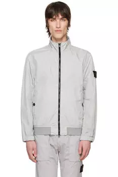 Куртка R-NY из серой жатой ткани Reps Stone Island