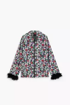 Куртка-ракушка с перьями и цветочным принтом ANNA SUI, фиолетовый