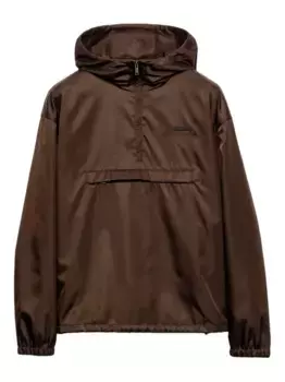 Куртка Re-Nylon с капюшоном Prada, коричневый