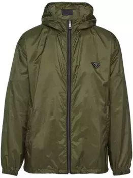 Куртка Re-Nylon с капюшоном Prada, зеленый