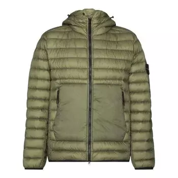 Куртка real down jacket 'olive' Stone Island, зеленый