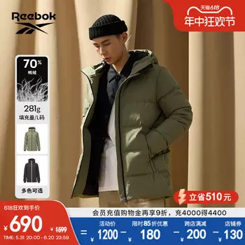 Куртка Reebok JKT U с капюшоном, зеленый