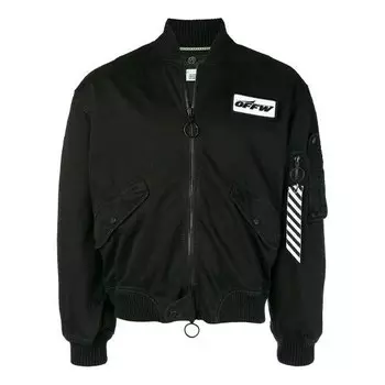 Куртка ribbed aviator logo jacket loose fit black Off-White, черный