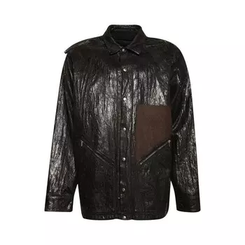 Куртка Rick Owens Distressed Denim Jacket Black/Brown/Black, черный