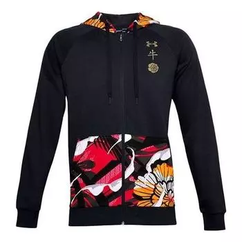 Куртка rival cny fleece full zip hoodie jacket 'black' Under Armour, черный