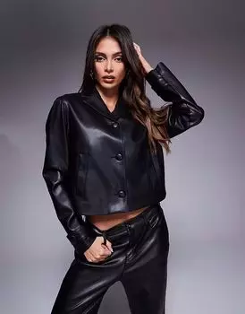 Куртка River Island из искусственной кожи черного цвета