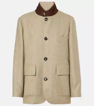 Куртка Roadster с кожаной отделкой и шерстяной смесью Loro Piana, цвет beech tree melange