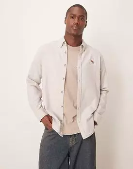 Куртка-рубашка Abercrombie & Fitch в ёлочку с логотипом Icon светло-коричневого цвета