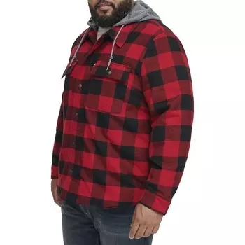 Куртка-рубашка Big & Tall Levi's с высоким ворсом и капюшоном на флисовой подкладке, цвет Red Black Plaid