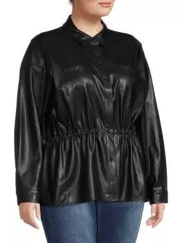 Куртка-рубашка Calvin Klein из искусственной кожи plus, черный