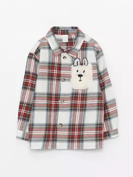 Куртка-рубашка для мальчика с длинными рукавами и клетчатым узором LCW baby, светло-красный плед
