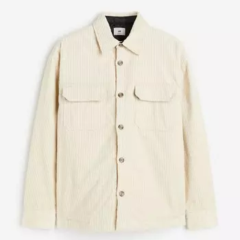 Куртка-рубашка H&M Loose Fit Corduroy, кремовый