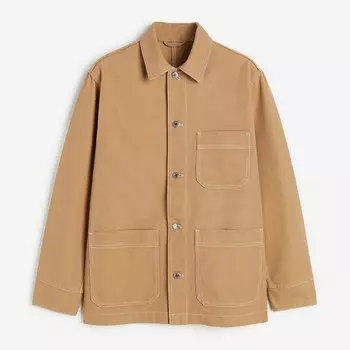 Куртка-рубашка H&M Regular Fit Cotton Canvas, бежевый