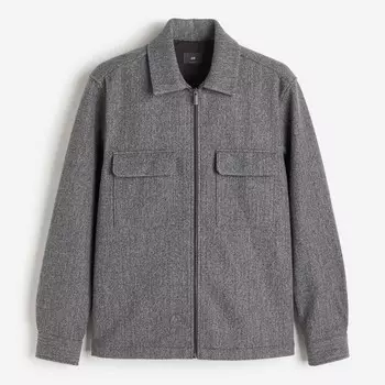 Куртка-рубашка H&M Regular Fit Felted, темно-серый