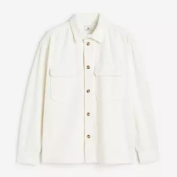 Куртка рубашка H&M Relaxed Fit Corduroy, кремовый