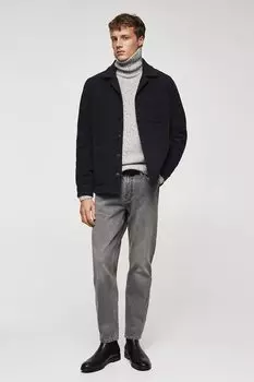 Куртка-Рубашка Istria с шерстью и карманами Mango, серый