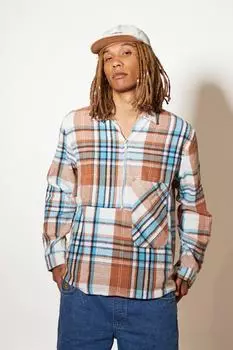 Куртка-рубашка из фланелевой фланели Boohoo, оранжевый