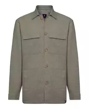 Куртка Рубашка из хлопка и льна Boggi Milano, зеленый