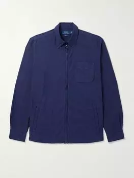 Куртка-рубашка из хлопка Оксфорд, окрашенная в готовом виде POLO RALPH LAUREN, темно-синий