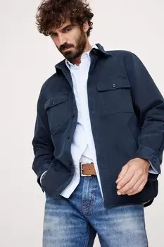 Куртка рубашка из хлопкового твила Banana Republic, синий