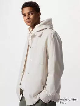 Куртка-Рубашка из льняной смеси Uniqlo, цвет 30 бежевый