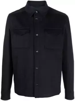 Куртка-рубашка из необработанной шерсти Herno, синий
