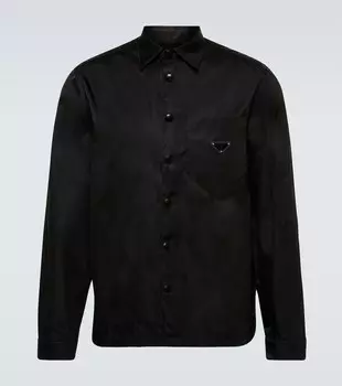 Куртка-рубашка из Re-Nylon Prada, черный