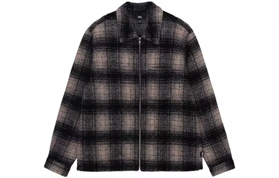 Куртка-рубашка из шерсти с клетчатым принтом Stssy Stussy, фиолетовый