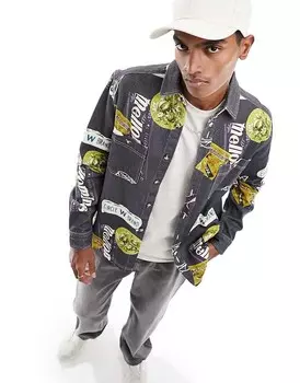Куртка-рубашка из стираного твила с тисненным узором ASOS DESIGN